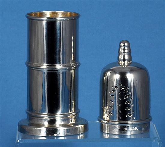 An Edwardian silver lighthouse sugar caster, by Robert Stebbings, Height 215mm, weight 7.4oz/232grms